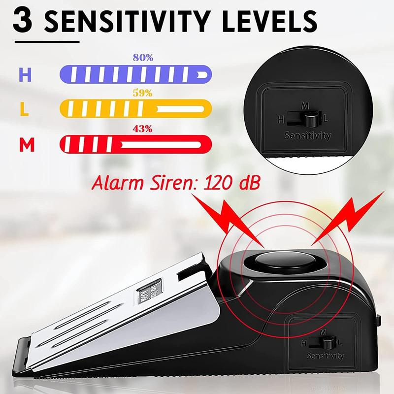 Ultimate Home Security Door Stopper Alarm - Tool-Free Installation, 3 Sensitivity Levels, 120DB Loud Alert, Durable Stainless Steel Design, Instant Protection!