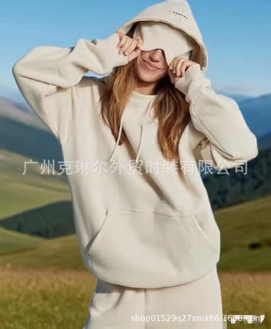 2025 Autumn Winter Solid-Color Hoodie Tops New Built-In Eye Mask Hoodie Solid Color Pullover Long-Sleeved Sweatshirt Casual Top