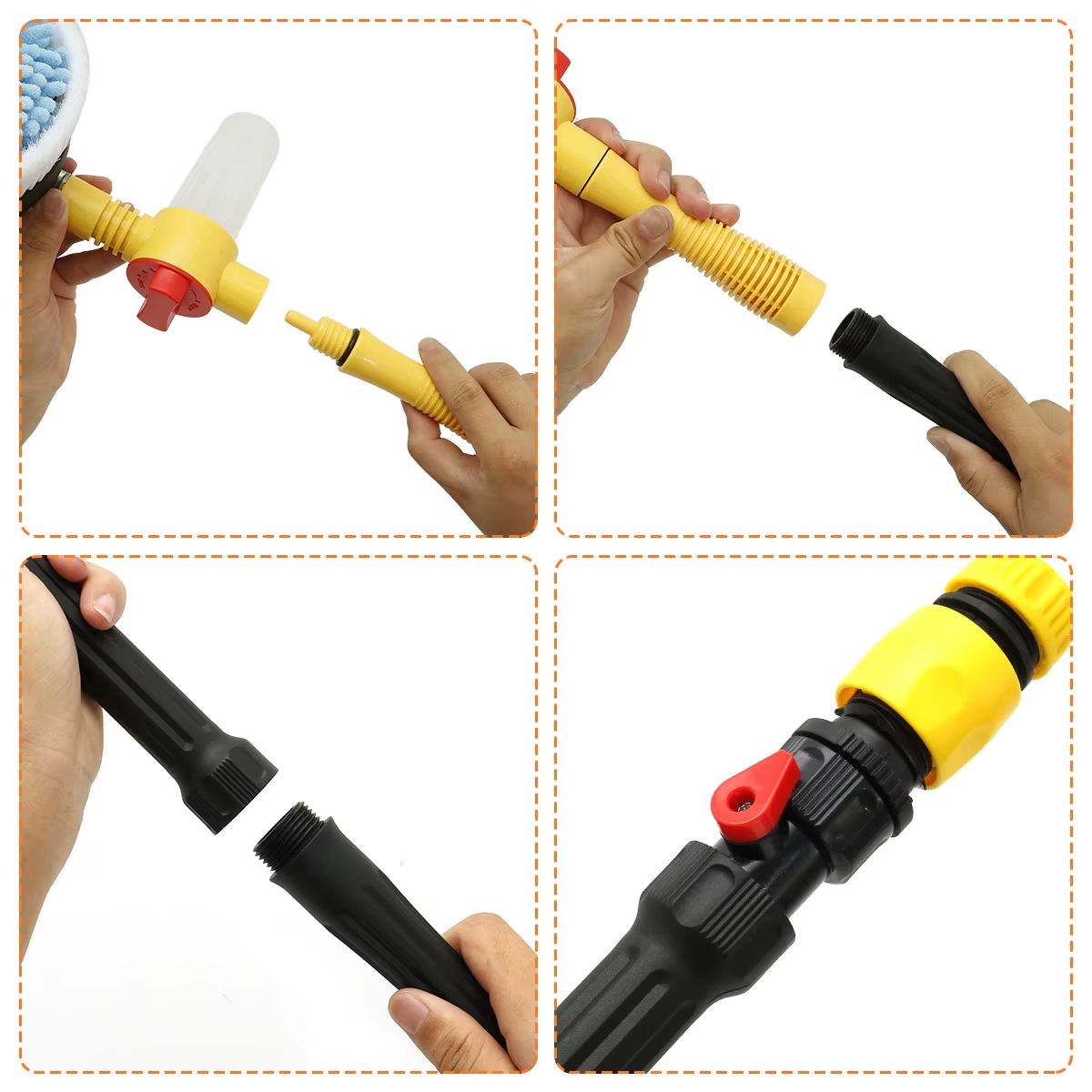 Car Wash Brush Kit Handle Scratch Free Car Scrub Brush 360° Rotating Car Cleaning Brush for Cleaning Wheel Tire Glass Windows
