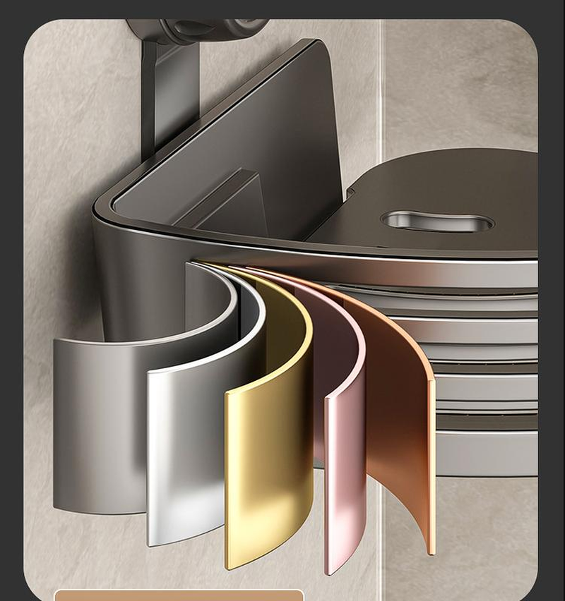 3-Pack Gun Gray Plastic Triangle Suction Cup Showercaddy 3-Tier Corner Shelves Nodrilling Bathroom Storage Rack 40Lbs Loadcapacity with 6 Towel Bar Hooks