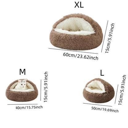 Cozy Half-Enclosed Plush Cat & Dog Bed - Warm Winter Nest for Ultimate Comfort