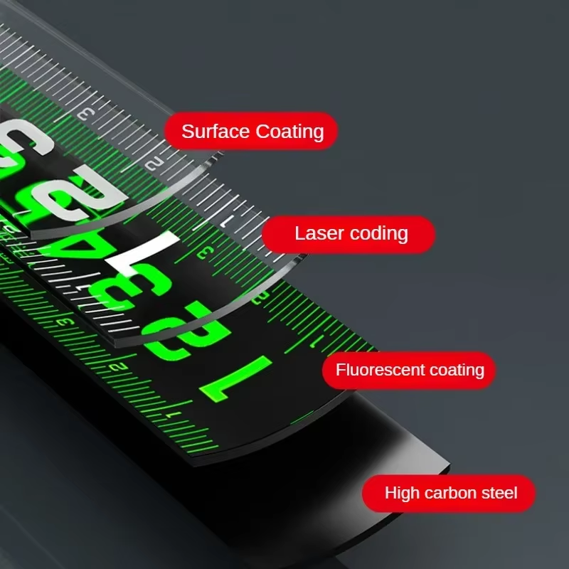 1/5 PCS Self Locking Fluorescent Steel Tape Measure High-Precision Laser Inkjet Code Box Ruler Measuring Tool Meter Ruler