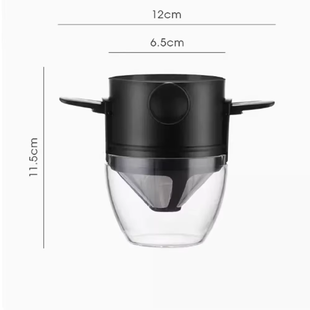 Portable Hand-Brewed Coffee Filter Cup Stainless Steel Folding Ear Filter Drip-Free Coffee Filter Cup with Bottom Tray