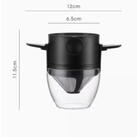 Portable Hand-Brewed Coffee Filter Cup Stainless Steel Folding Ear Filter Drip-Free Coffee Filter Cup with Bottom Tray