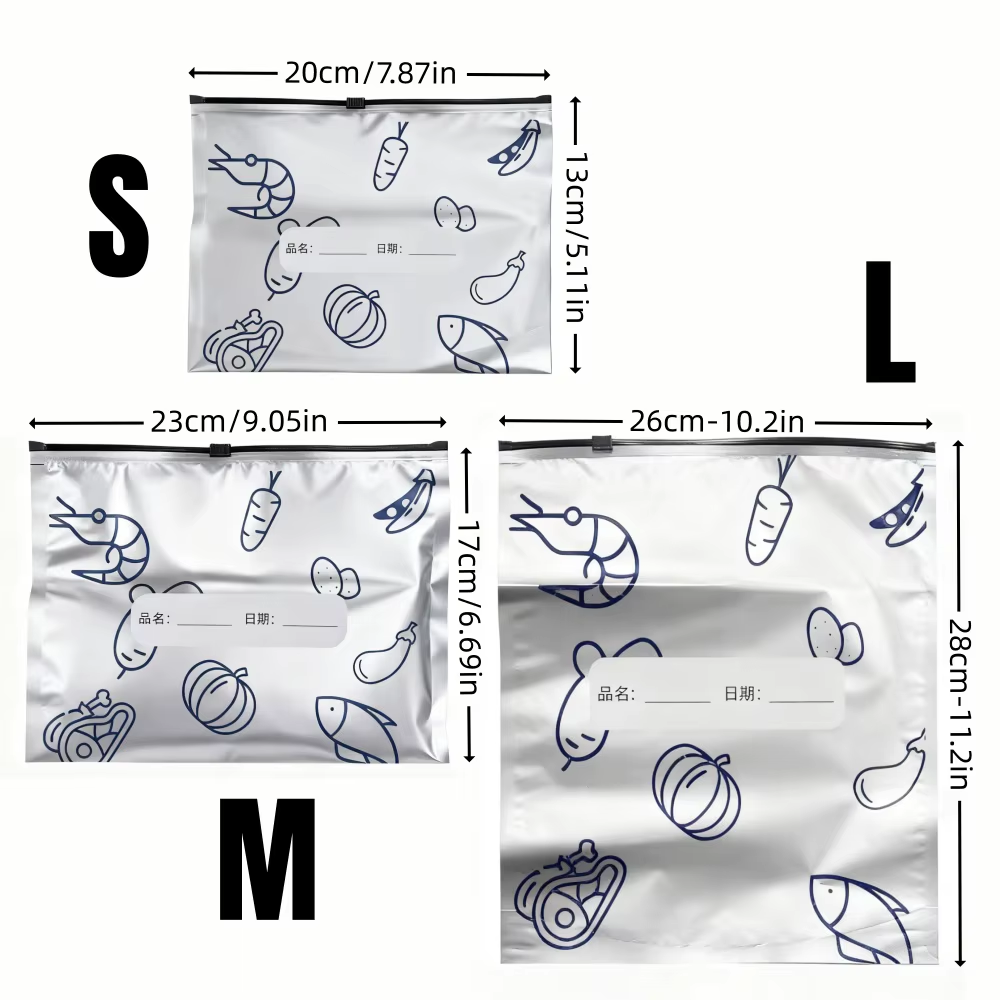 10/60Pcs Aluminum Foil Storage Bags Freezer Sealed Organizers Food Packaging Reusable Pantry Odor-Proof Bag Kitchen Essential