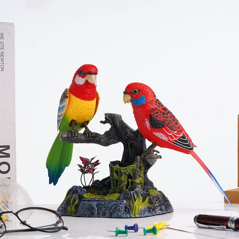 Talking Parrot Cute Electric Battery Operated Control Voice Simulation Parrots Sparrow Bird Repeats What You Say Ornament