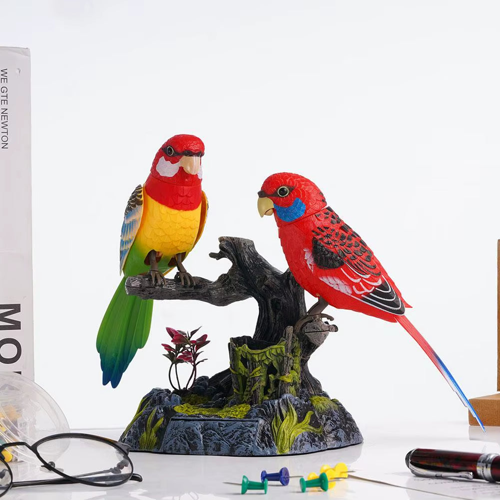 Talking Parrot Cute Electric Battery Operated Control Voice Simulation Parrots Sparrow Bird Repeats What You Say Ornament