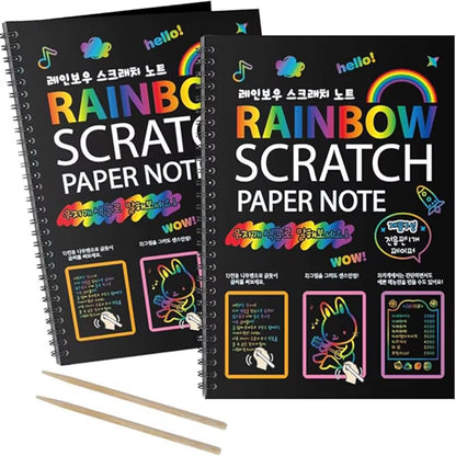 Scratch-Off Color Art Drawing Book, No Need for Paint, Free Creation Diy Drawing Book. Rainbow Scratch-Off Paper