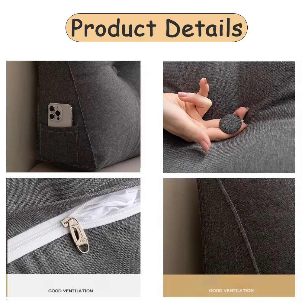 European Headboard Cushion Triangular Pillow with Filler Removable Reading Backrest Support Wedge Comfort Waist Pillow 침대용 등받이