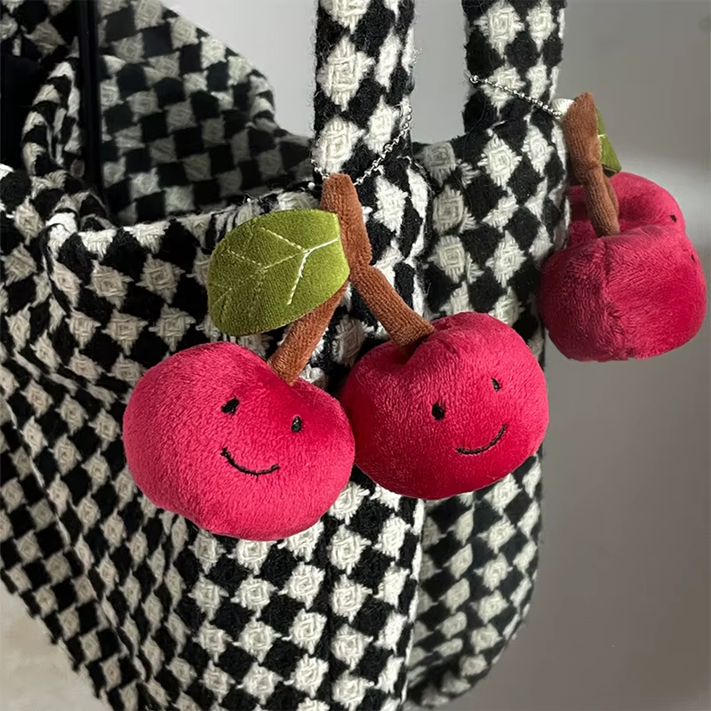 Fun and Cute Cherry Plush Keychain Couple Doll Backpack Pendant Mock Fruit Doll Decoration Gift 8Cm