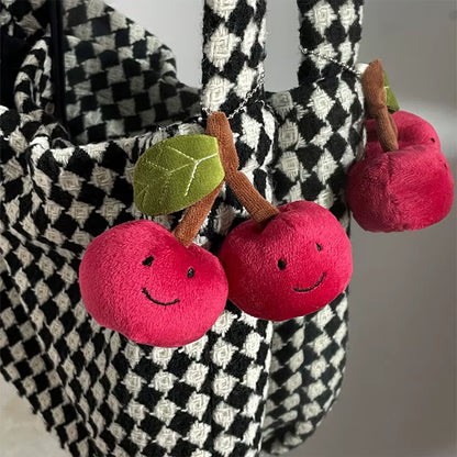 Fun and Cute Cherry Plush Keychain Couple Doll Backpack Pendant Mock Fruit Doll Decoration Gift 8Cm