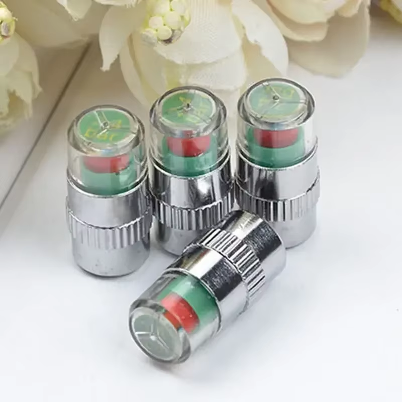 4PCS Car Tire Pressure Caps, Tire Valve Cap with Pressure Indicator Tyre Pressure Monitor Valve Caps Air Alert Auto Accessories