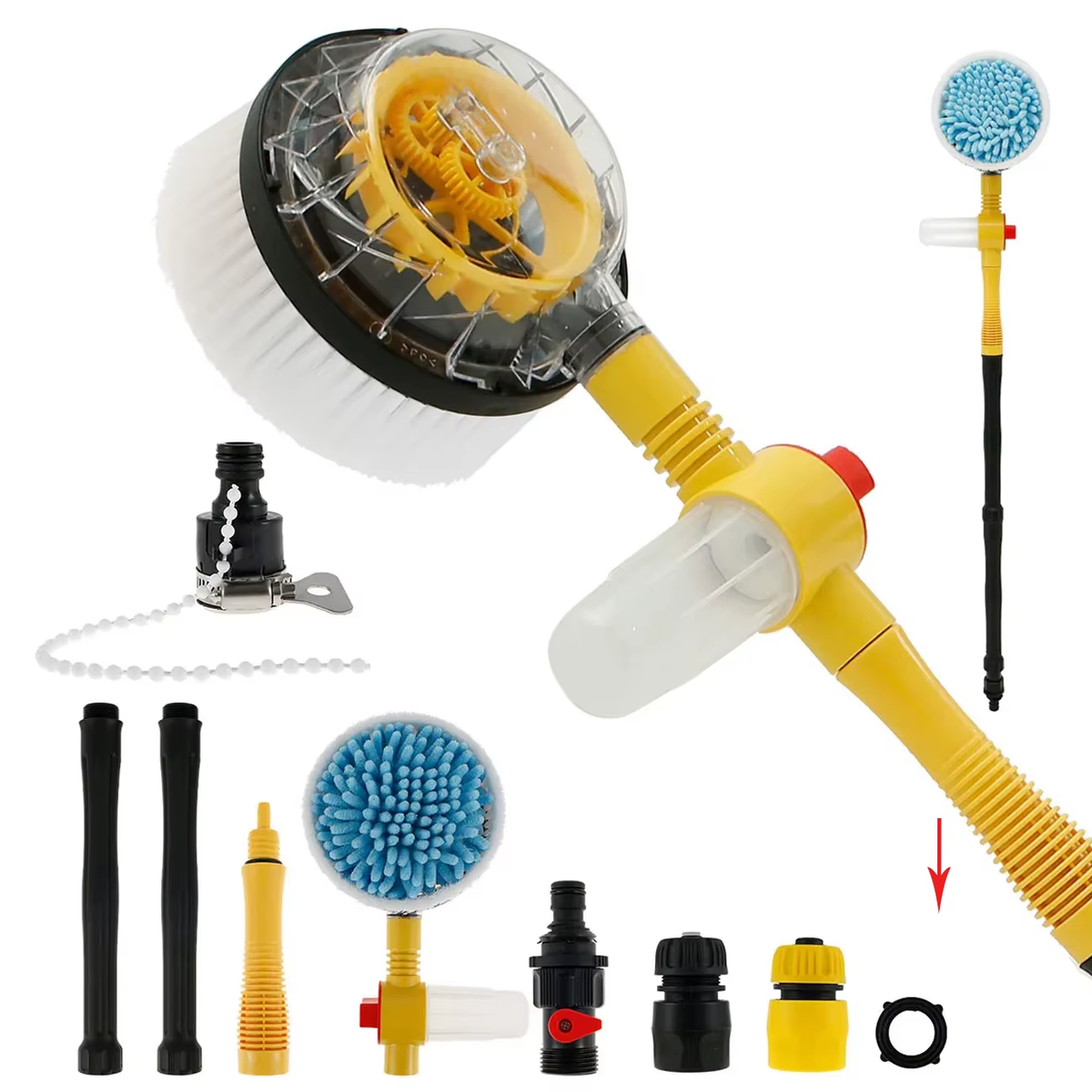 Car Wash Brush Kit Handle Scratch Free Car Scrub Brush 360° Rotating Car Cleaning Brush for Cleaning Wheel Tire Glass Windows