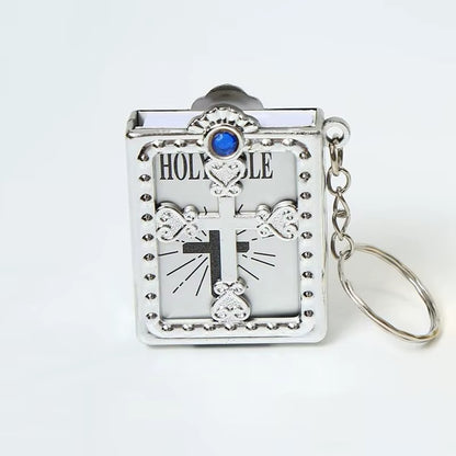 Fashion Holy Bible Keychain Mini Christian English Book Key Ring for Gift
