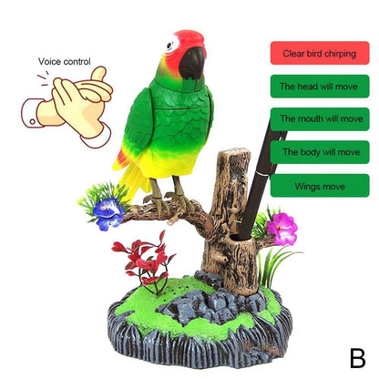 Talking Parrot Cute Electric Battery Operated Control Voice Simulation Parrots Sparrow Bird Repeats What You Say Ornament