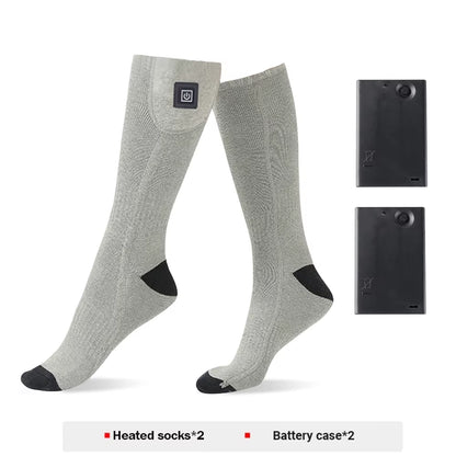 Winter Electric Heating Socks with Battery Box Rechargeable Anti-Cold Men Heated Foot Warmer Outdoor Camping Ski Sports