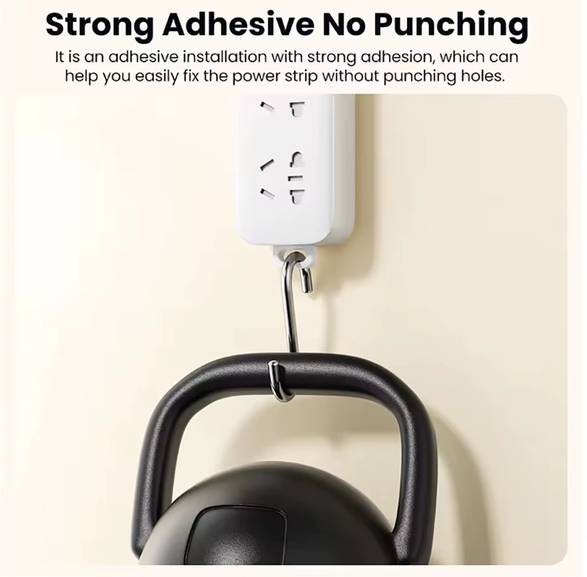 Toocki Self-Adhesive Power Socket Strip Fixator Wall Mounted Self Adhesive Punch Free Row Plug Holder for Kitchen Home Office