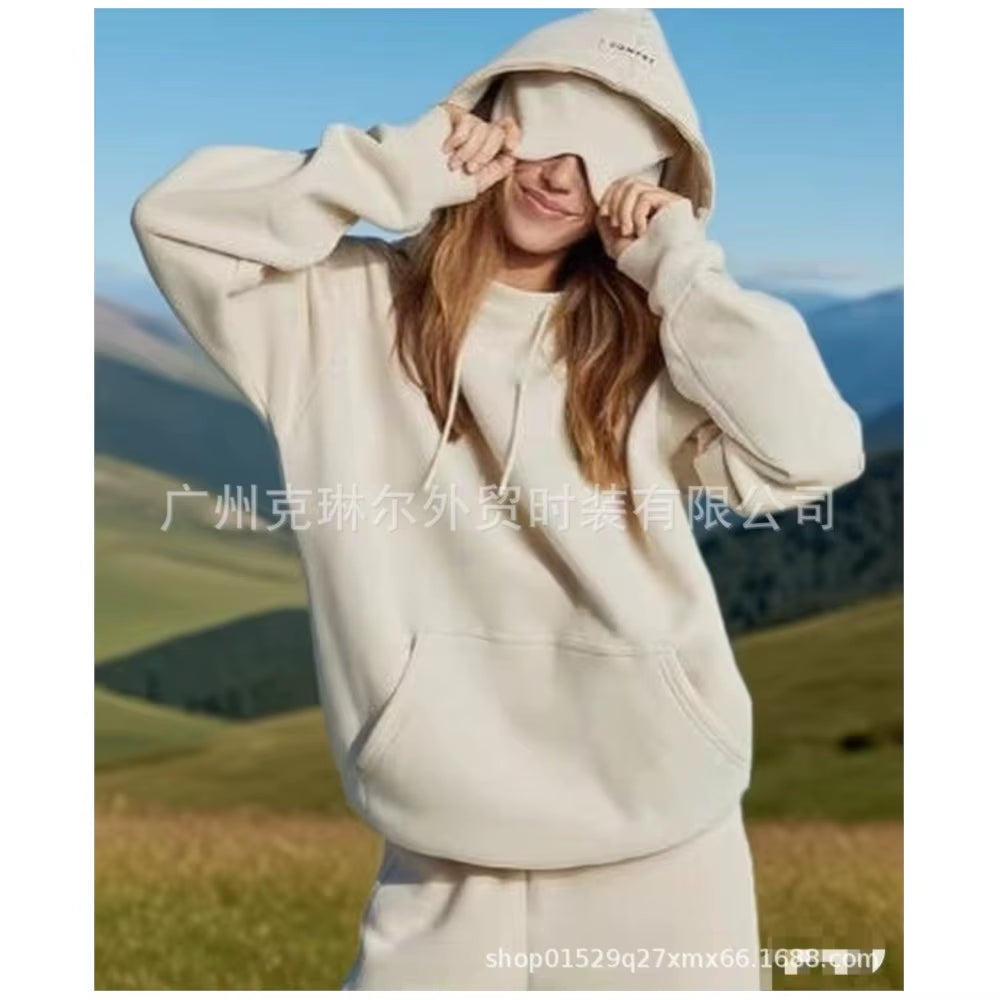2025 Autumn Winter Solid-Color Hoodie Tops New Built-In Eye Mask Hoodie Solid Color Pullover Long-Sleeved Sweatshirt Casual Top