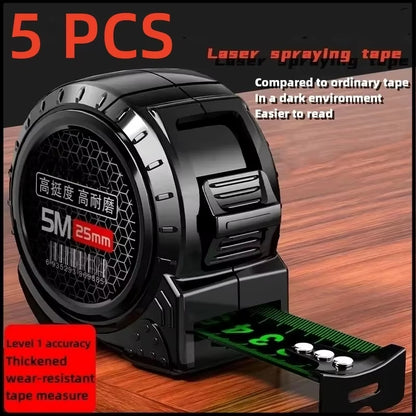 1/5 PCS Self Locking Fluorescent Steel Tape Measure High-Precision Laser Inkjet Code Box Ruler Measuring Tool Meter Ruler