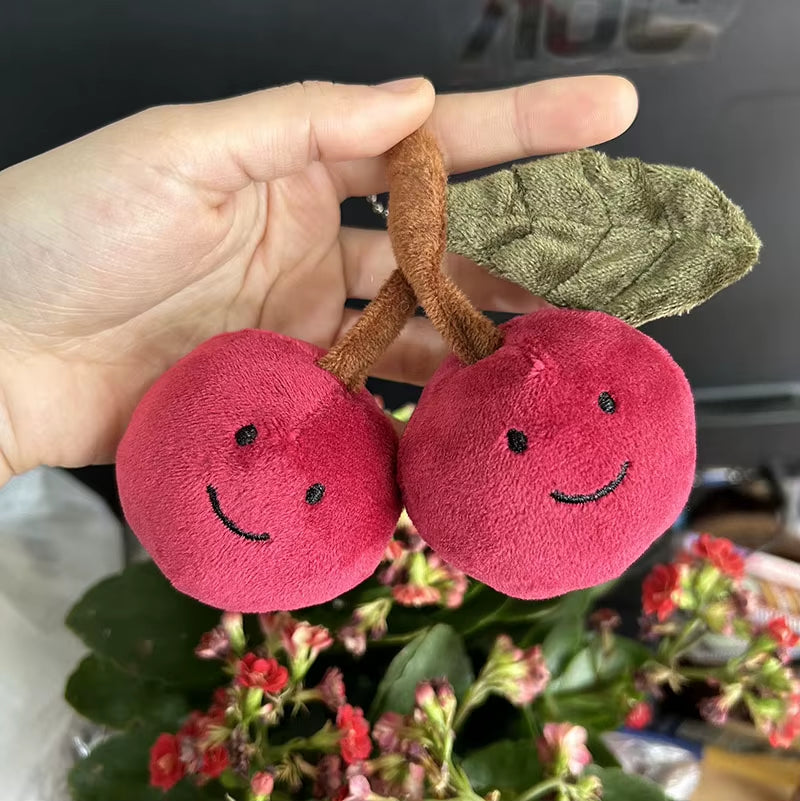 Fun and Cute Cherry Plush Keychain Couple Doll Backpack Pendant Mock Fruit Doll Decoration Gift 8Cm
