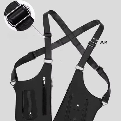 Men'S Back Crossbody Bags Double Shoulder Strap Multi-Pocket Outdoor Anti-Theft Tactical Vest Chest Bag Waterproof PU Leather