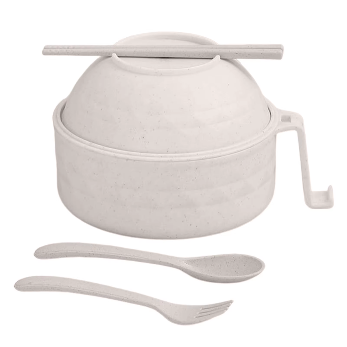 Microwave Ramen Bowl Cooker Set Wheat Straw Instant Noodles Bowl Handles,Ramen Noodle Cooker with Spoon Chopsticks Fork Camping