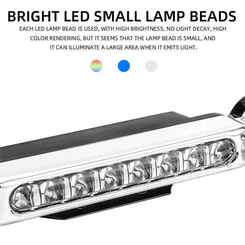 2Pcs Car LED Daytime Headlight with Wind Powered Fan Floodlights Auxiliary Lighting Motorcycle Lamp for Enhanced Visibility