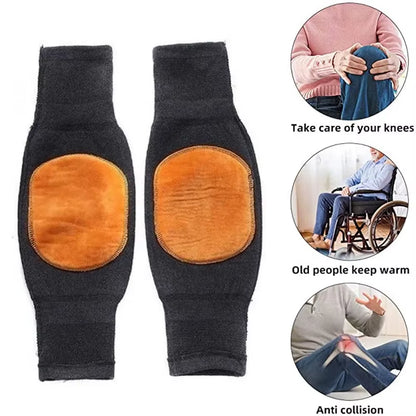 1Pair Unisex Cashmere Wool Knee Brace Pads - Winter Warm Thermal Knee Warmers, Thickened & Lengthened Knee Sleeves for Arthritis