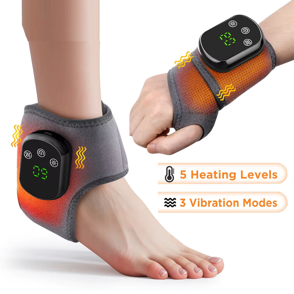 Heating Ankle Massage Belt Electric Hot Compress Vibration Massage Hand Wrist & Foot Ankle Guard Band Carpal Wrap Support Brace