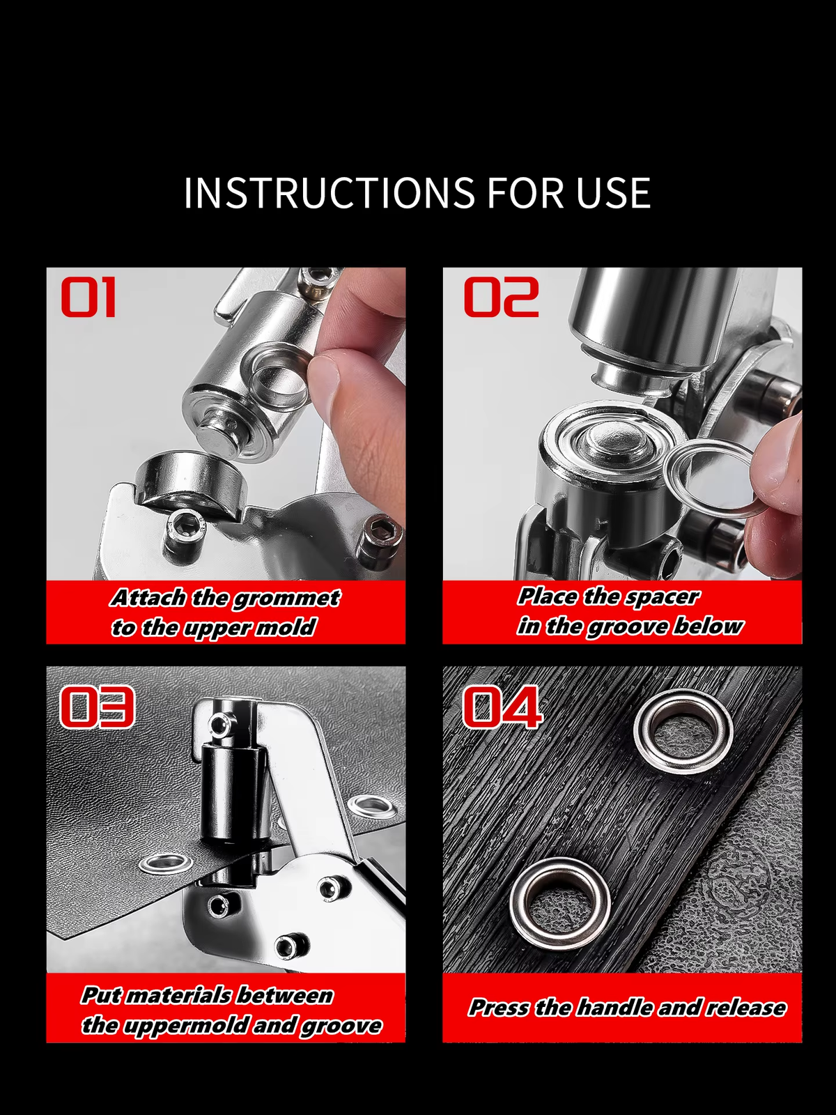 6Mm / 10Mm Eyelet Pliers Kit Tools Portable Hand Press Metal Grommet Hole Punch Plier for Leather Canvas Clothing DIY Tarp Ring