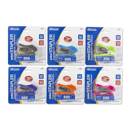 Mini Cushion Grip Standard (26/6) Stapler w/ 500 Ct. Staples - Random Color