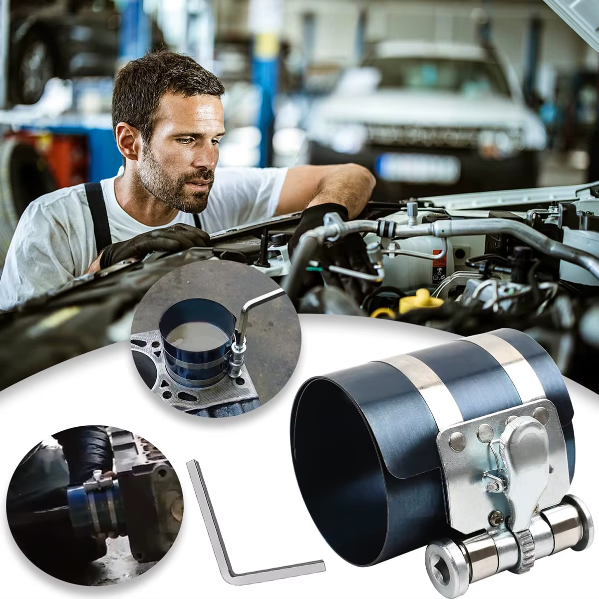 Piston Ring Installer Piston Ring Plier 53-175Mm Piston Ring Compressor Tool Car Engine Vehicle Maintenance Clamp Expander Plier