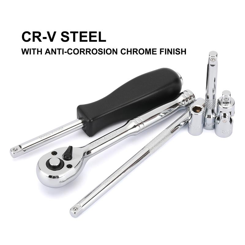 CASOMAN 1/4-Inch Drive Master Socket Set with Ratchets, Adapters, Extensions with 1/4