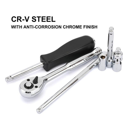 CASOMAN 1/4-Inch Drive Master Socket Set with Ratchets, Adapters, Extensions with 1/4" Dr. Bits Set, Inch/Metric, 6-Point, 5/32-Inch - 9/16-Inch, 4 Mm - 14 Mm, 62-Piece 1/4" Dr. Socket Set, #Tiktokshopblackfriday