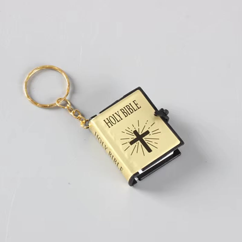 Fashion Holy Bible Keychain Mini Christian English Book Key Ring for Gift