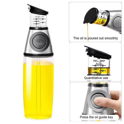 1/2Pcs Oil Sprayer Superior Clear Glass Oil Vinegar Jug Dispenser Oil Meter Kitchen Large Opening Filling Cleaning 250/500 ML