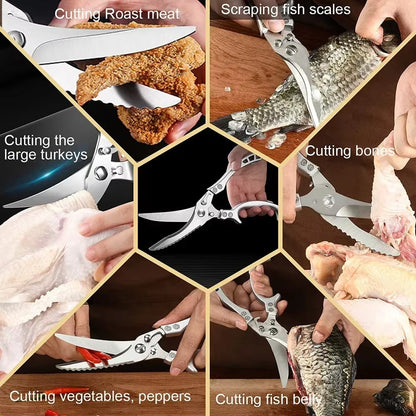 Heavy Duty Kitchen Scissors Meat Fruit Boning Fishing Hunting Camping Professional Stainless Steel Chicken Bone Kitchen Shears