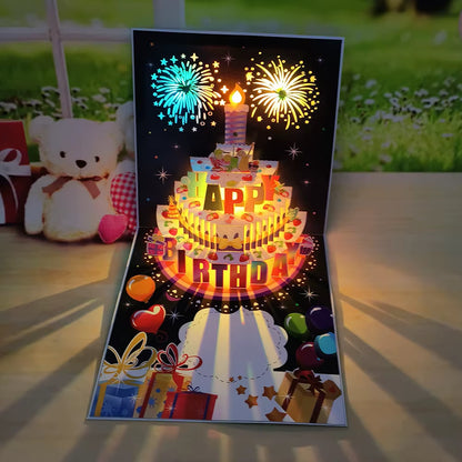 Birthday Cards Lights and Sound Pop up Happy Birthday Card Fireworks Birthday Greeting Cards 3D Pop up 3D Pop-Up with Envelope