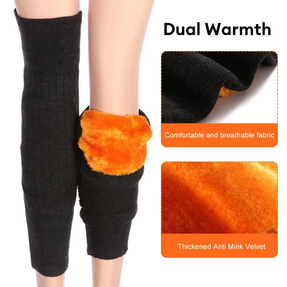 1Pair Unisex Cashmere Wool Knee Brace Pads - Winter Warm Thermal Knee Warmers, Thickened & Lengthened Knee Sleeves for Arthritis