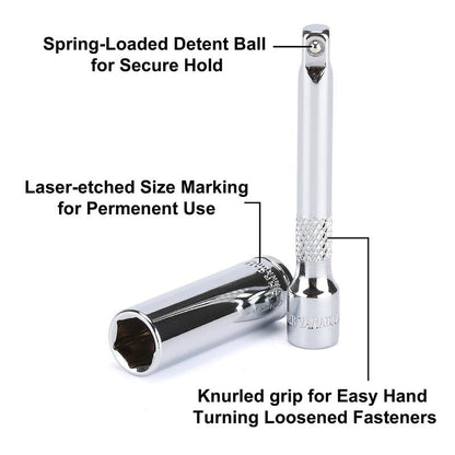 CASOMAN 1/4-Inch Drive Master Socket Set with Ratchets, Adapters, Extensions with 1/4" Dr. Bits Set, Inch/Metric, 6-Point, 5/32-Inch - 9/16-Inch, 4 Mm - 14 Mm, 62-Piece 1/4" Dr. Socket Set, #Tiktokshopblackfriday