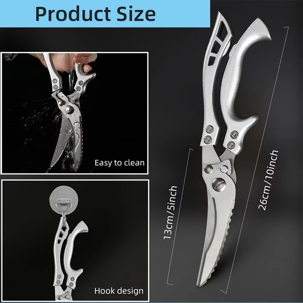 Heavy Duty Kitchen Scissors Meat Fruit Boning Fishing Hunting Camping Professional Stainless Steel Chicken Bone Kitchen Shears