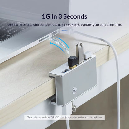 USB 3.0 Hub Clip Design Aluminum Alloy 4 Ports USB 3.0 HUB Travel Charger Charging Hub Station 5Gbps Data Transmission