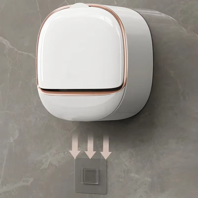 Bathroom Drain Soap Box Wall Mounted ABS Soap Box with Lid Waterproof Soap Dish Dishes Storage Box Travel Organizer Case Storage