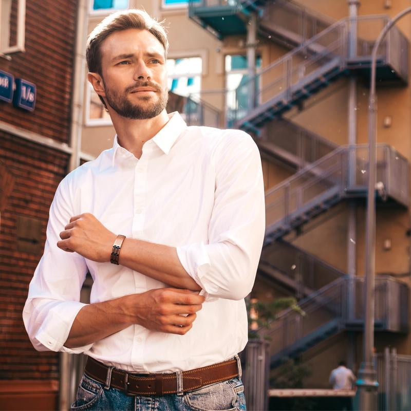 Jecanori Copper Cross Bracelet for Men - Ultra Strength Magnetic Mens Cross Jewelry Set - Adjustable Magnetic Bracelet with Sizing Tool Jewelry Box