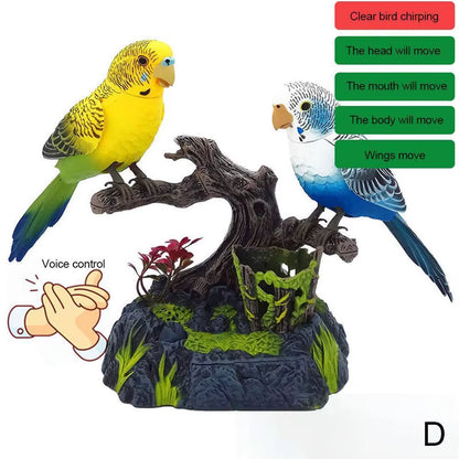 Talking Parrot Cute Electric Battery Operated Control Voice Simulation Parrots Sparrow Bird Repeats What You Say Ornament