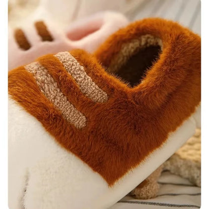Winter Warm Slipper Women Home Fuzzy Cat Paw Claw Fur Plush Indoor Lazy Female Thermal Furry House Shoe Funny Flat Flip Flop