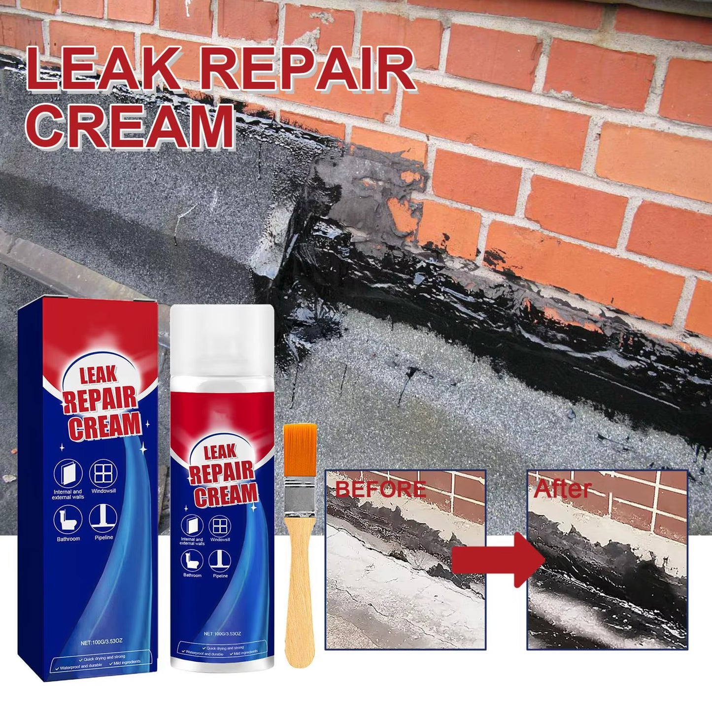 Waterproof Sealant Glue Wall Roof Leak Repair Liquid Set Quick Dry Long Lasting Wall Gap Filler Accessories for Window Frame