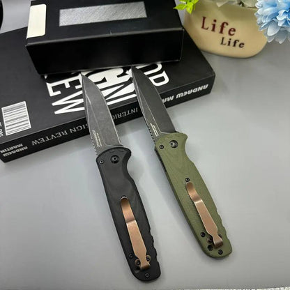 4300BK-02 CLA Utility Button Lock Folding Knife D2Battlewash Blade G10 Handle Multifunctional Cutlery Tool Foroutdoor Fishing Camping EDC
