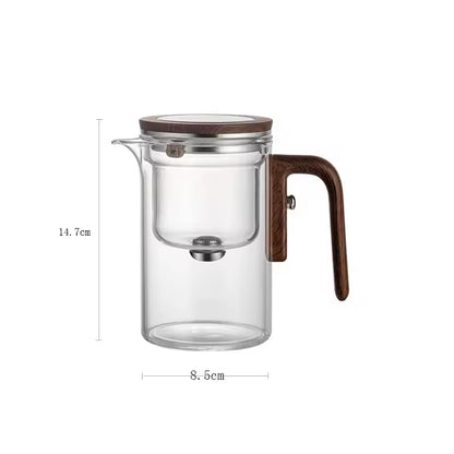 Water Separation Inner Container Teapot One Click Magnetic Switch Tea Separation Filtration Glass Tea Pot Wood Handle Teapot