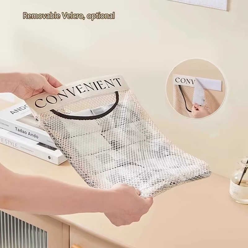 Trash Bag Holder Mesh Storage Net Grocery Bag Organizer Dispenser for Aluminum Foil, Garbage Bag, Plastic Wrap, Shopping Bag